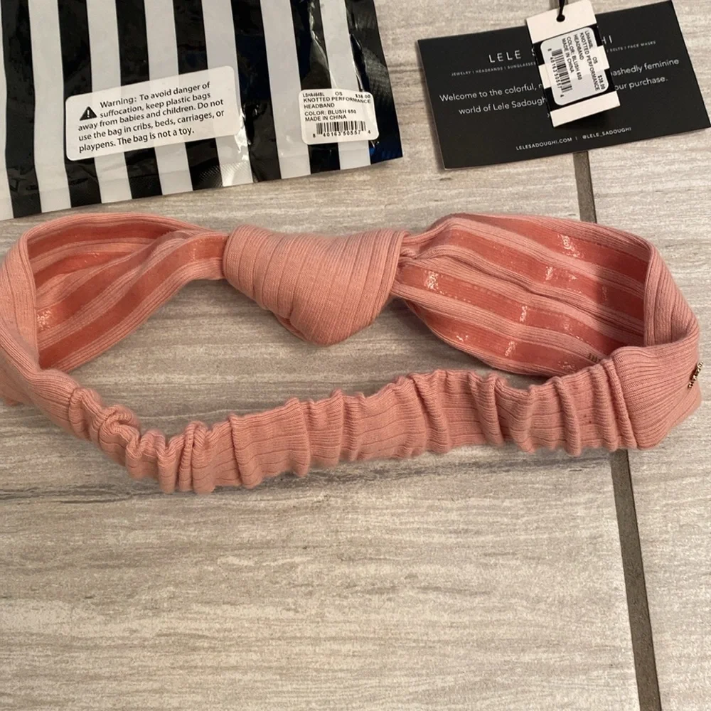Lele Sadoughi Knotted Performance Headband Blush NWT